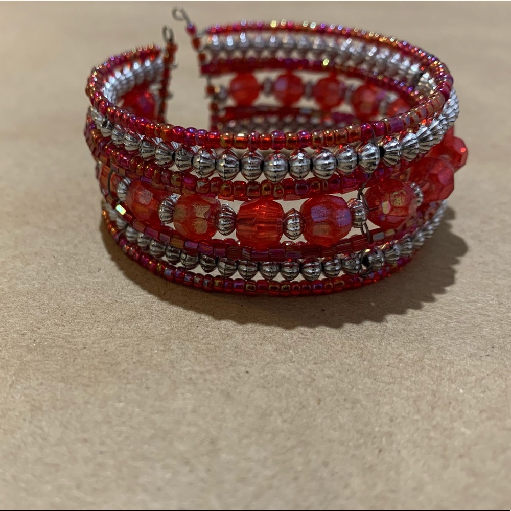 Wire wrap around beaded handmade bracelet